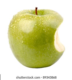 Bitten apple isolated on white background