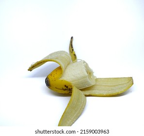 Bitten banana isolated on a white background