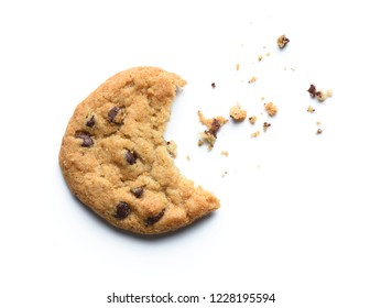 Bitten chocolate chip cookie. Isolated on white background. - Powered by Shutterstock