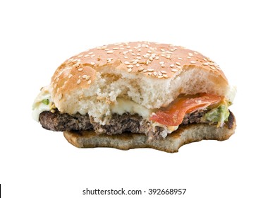 Bitten hamburger isolated