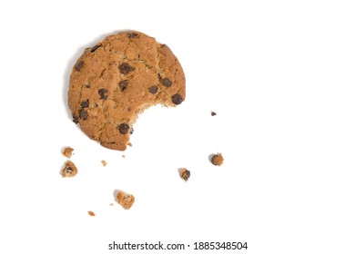 Bitten off chocolate, crumbled homemade cookies on a white background - Powered by Shutterstock