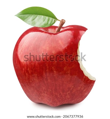 Bitten red apple, isolated on white background