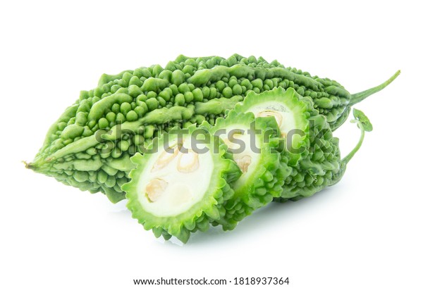 Bitter gourd isolated\
on white background