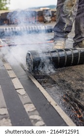 Bituminous Membrane Waterproofing System Details And Installation On Flat Rooftop.