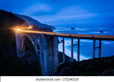 The Bixby Creek Bridge At Night, In Big Sur, California.