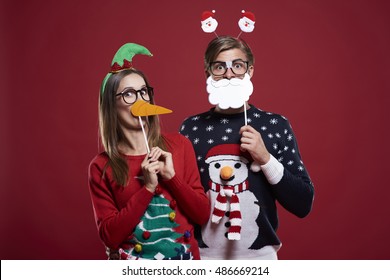 Bizarre Couple In Christmas Time