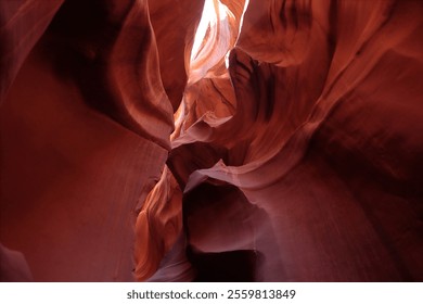 A bizarre part of the rock is red in color. There is a narrow passage in the rock. Arizona. 2024 - Powered by Shutterstock