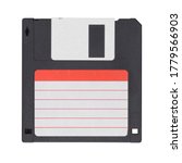 Black 3.5-inch floppy disk or diskette isolated on white background