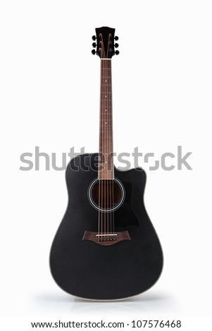 black acoustic guitar isolated on the white