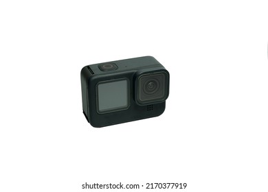 Black Action Camera Isolated On White Background