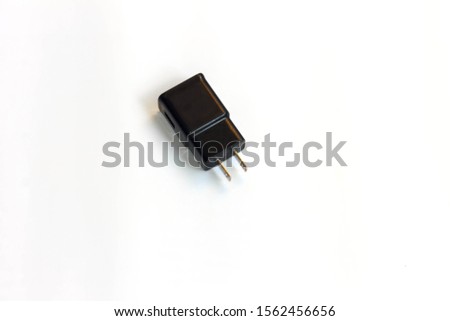 Black Adapter charging isolate on white background.