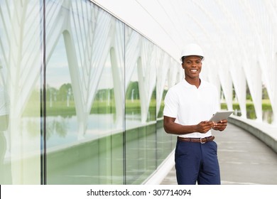Black, African American Engineer Architect With Digital Tablet Computer