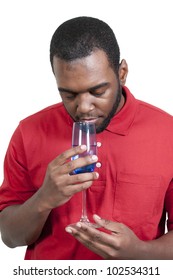 Black African American Man Holding A Wine Glass