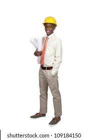 Black African American Teenage Man Construction Worker On A Job Site