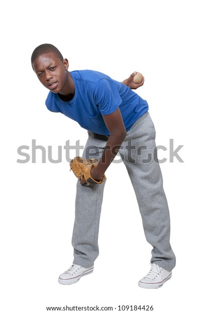 Black African American Teenage Man Baseball Stock Photo 109184426 ...