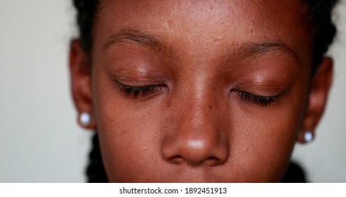 Black African Girl Eyes Smiling At Camera, Macro Close-up