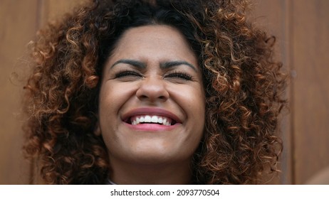 Black African Woman Laughing And Smiling Close-up Face Authentic Real Life Smile