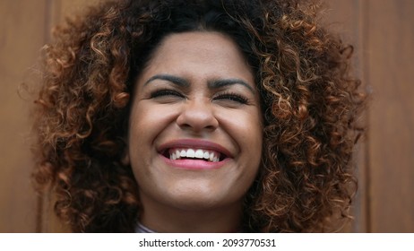 Black African Woman Laughing And Smiling Close-up Face Authentic Real Life Smile