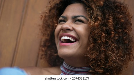 Black African Woman Laughing And Smiling Close-up Face Authentic Real Life Smile