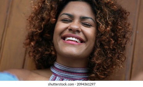 Black African Woman Laughing And Smiling Close-up Face Authentic Real Life Smile