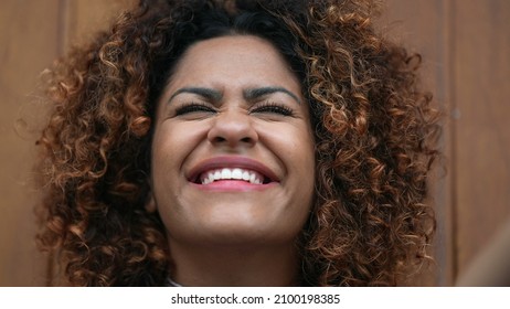 Black African Woman Laughing And Smiling Close-up Face Authentic Real Life Smile