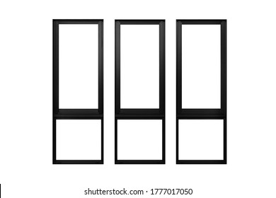 Black Aluminium Window Frame Isolated On White Background