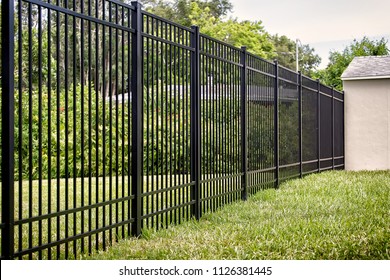 Black Aluminum Fence 4 Rails