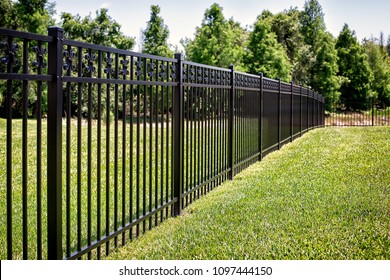 Black Aluminum Fence With Decorative Elements 