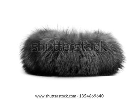 Black animal fur isolated on white background
