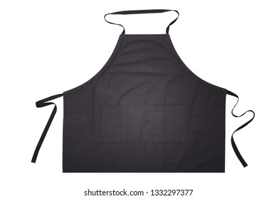 Black apron for kitchen top view. Isolated on white background.. Mock up