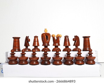 Black chessmen’s arranged up and down