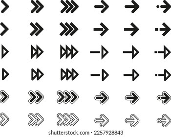 Black arrow set icons. Arrow icon. Arrow collection. Arrow. Direction set. Cursor. Modern simple arrows. Illustration.