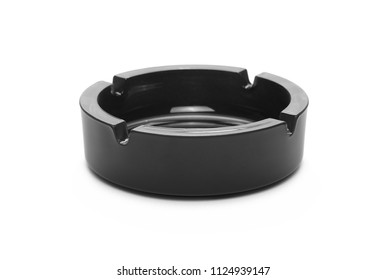 Black ashtray isolated on white background