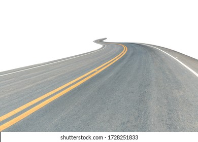 Black asphalt curved road isolated on white background. This has clipping path.