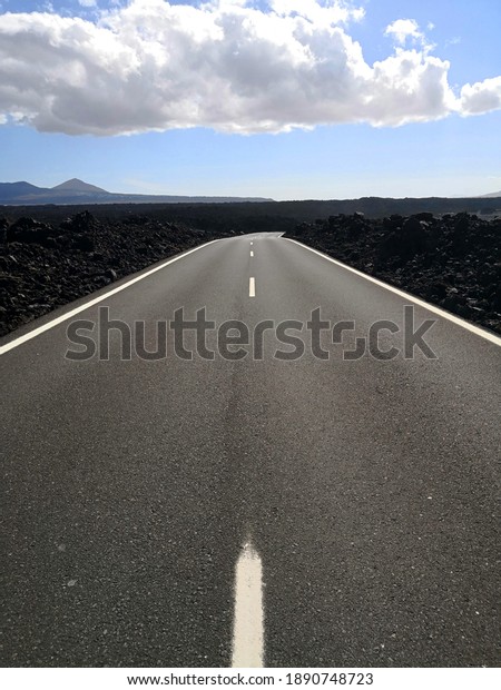 Black Asphalt Road Passing Black Lava Stock Photo 1890748723 | Shutterstock