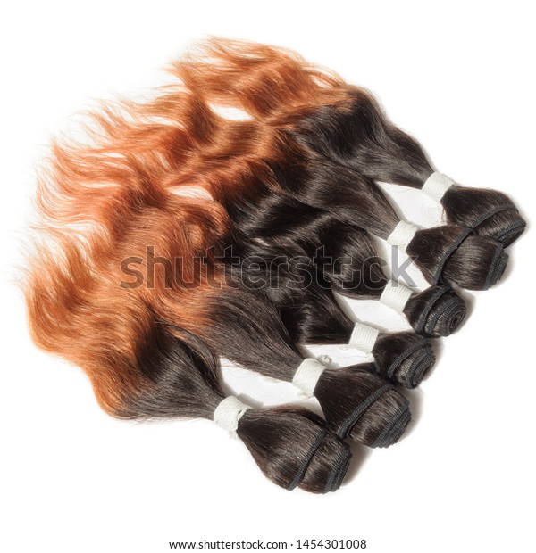 Black Auburn Ombre Style Wavy Human Stock Photo Edit Now 1454301008