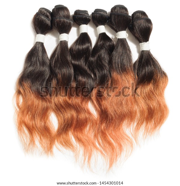 Black Auburn Ombre Style Wavy Human Stock Photo Edit Now 1454301014