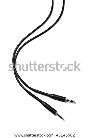 black audio cable isolated on white