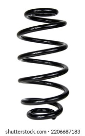 Black Automobile Coil Spring Isolated On The White Background