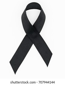 Black Awareness Ribbon On White Background Stock Photo 707944144 ...