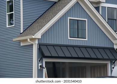 Black Awning Door Steel Front Wall Shadow Building Home Outdoor