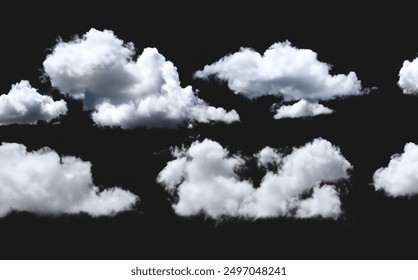 Black backdrop with isolated white clouds and black clounds