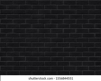 Black background. Seamless brick wall texture. Brick wall with microcracks. Black and white photo.