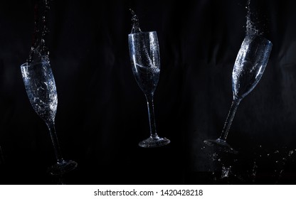 Black Background With Three Water Glasses