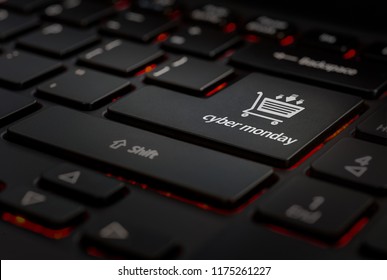 black backlight keyboard with enter key with cyber monday symbol