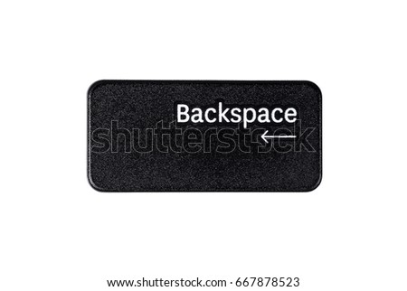 Black backspace button closeup on white background