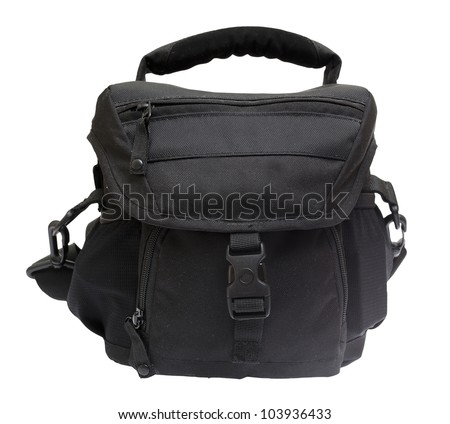 Black bag for the camera isolated on white background.