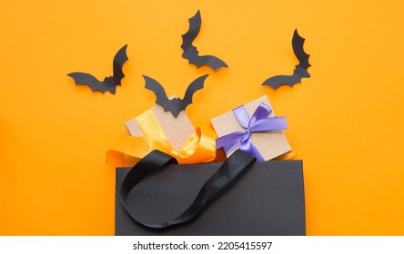 Black Bag With Halloween Gift Boxes