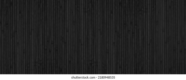 Black bamboo slat wide texture. Abstract wooden backdrop. Textured wood plank dark background - Powered by Shutterstock