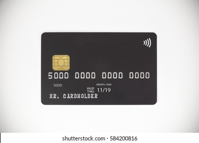 Black Bank Credit Card On White Background